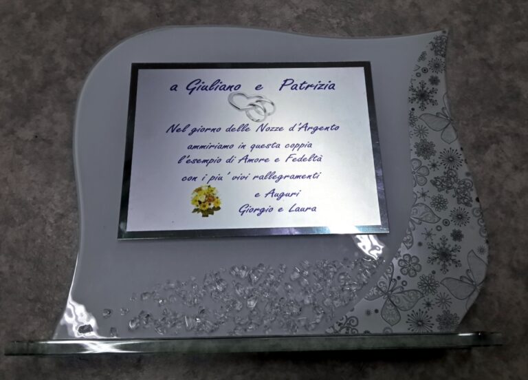Targa Stampata supporto in vetro artistico Murano
